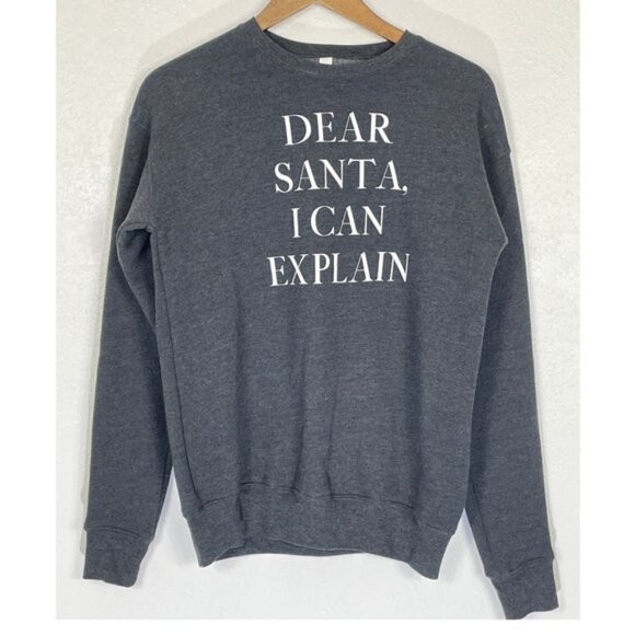 Canvas Christmas Holiday Sweatshirt Dear Santa I Can Explain XS - Picture 1 of 4